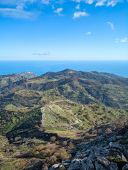 Fototapeta na wymiar Mountains valley and sea sicilian landscape village and montains landscape