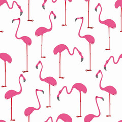 Obraz premium Seamless pattern with hand drawn flamingo. Vector Illustration.