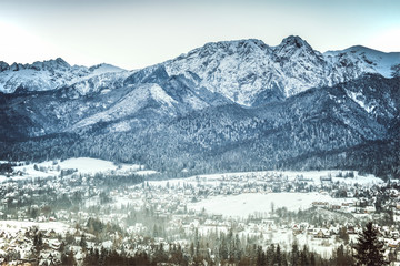 Winter panorama of Zakopane
