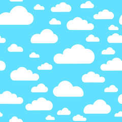 Blue cloud seamless pattern vector design baby art. Baby shower clouds , sky seamless pattern texture . - Vector