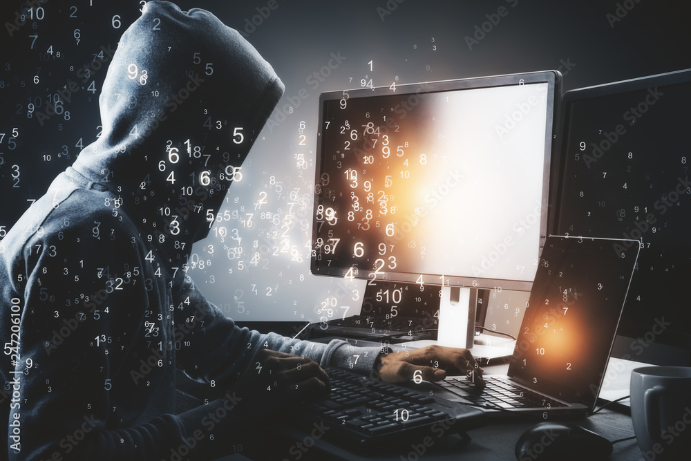 Poster Computing and hacking concept