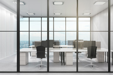 Minimalistic office with city view