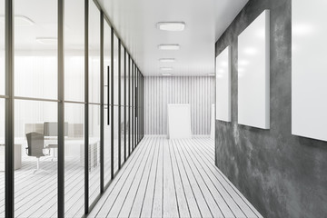 Modern white office corridor