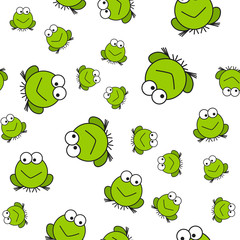 Seamless pattern of frogs in cartoon style