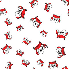 Obraz premium Crab seamless pattern in cartoon style