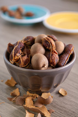Fruits of tropcal Africal tree tamarind, used in cooking, traditional medicine and metal polish
