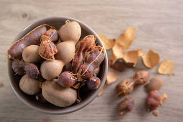 Fruits of tropcal Africal tree tamarind, used in cooking, traditional medicine and metal polish