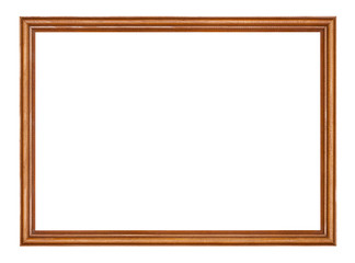 empty narrow brown lacquered wooden picture frame