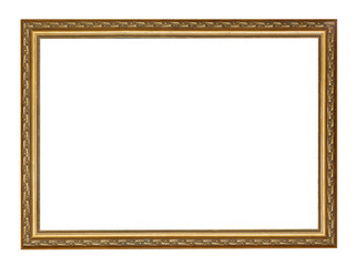 empty narrow golden carved wooden picture frame