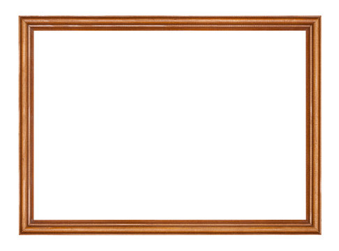 empty narrow brown lacquered wooden picture frame