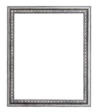 empty wide silver carved wooden picture frame