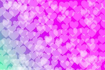 Hearts Love Bokeh lights gradient background template