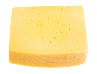 piece of yellow semi-hard cheese isolated