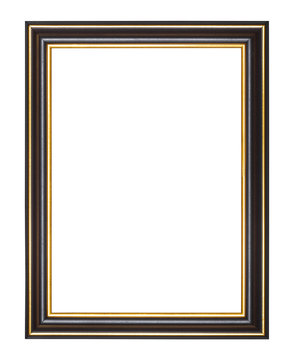 empty wide black and gold wooden picture frame