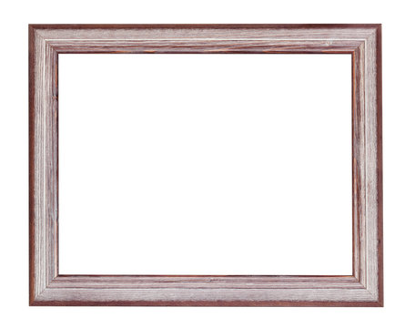 empty brown and silver painted wood picture frame