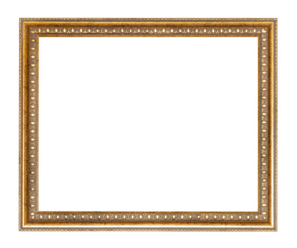 empty wide golden carved wooden picture frame