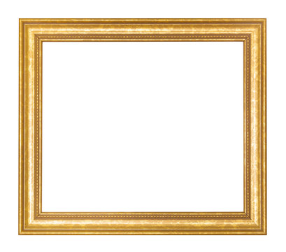 empty wide golden wooden picture frame