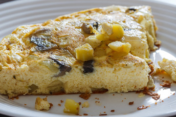 Fresh homemade omelet with mushrooms