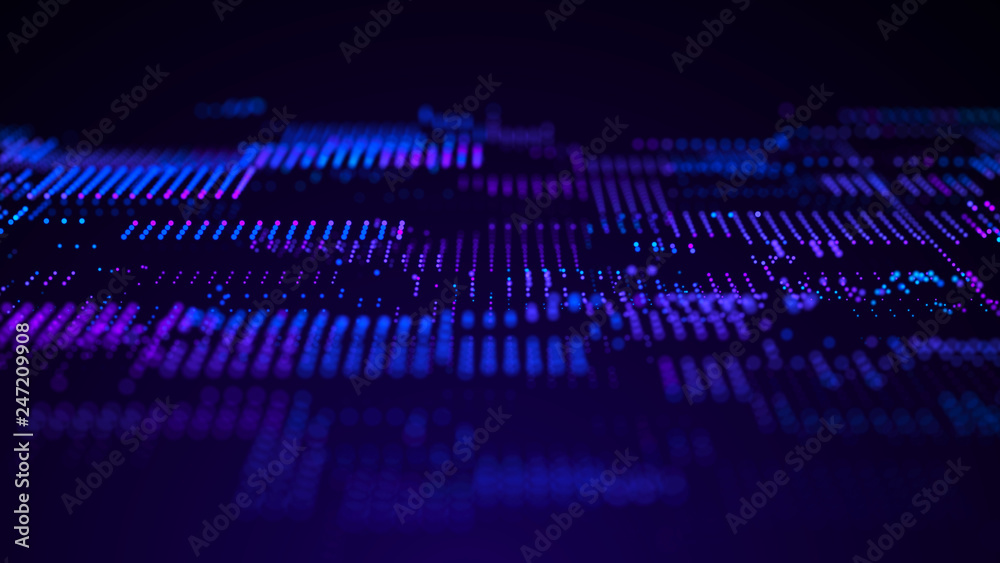 Fototapete Abstract tech background. Abstract space background. Digital technology background. Computer code. 3d rendering.