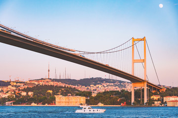 Bosphorus Bridge at sunset in Istanbul, Turkey