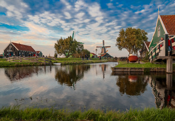 Fototapeta na wymiar Windmill village in Amsterdam