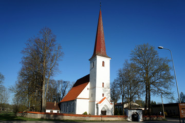 Fototapeta na wymiar Lutheran Church in the village of Lauciene. Latvia. 