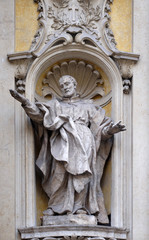 Fototapeta na wymiar Saint Philip Neri, facade of Santa Maria Maddalena Church in Rome, Italy