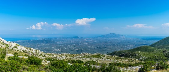 Greece, Zakynthos, XXL scenic view on islands mountains and nature landscape