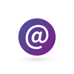 Vector purple e-mail internet icon button. Vector illustration isolated on white background.