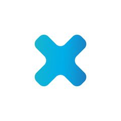 Cross blue icon isolated on white background. Symbol No or X button for correct, vote, check, not approved, error, wrong and failed decision.