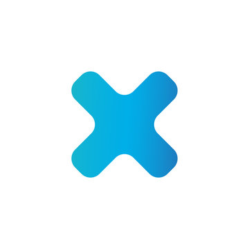 Cross blue icon isolated on white background. Symbol No or X button for correct, vote, check, not approved, error, wrong and failed decision.