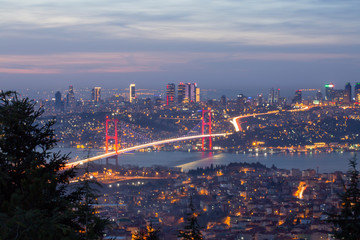 Fototapeta na wymiar Bridge and sunset, Istanbul