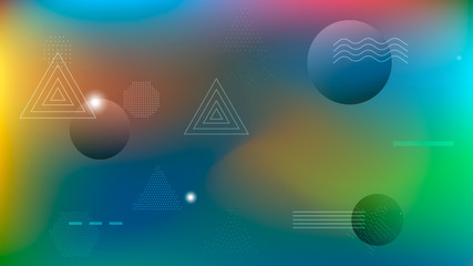 Color geometric gradient, futuristic background. The idea of modern wallpaper design, packaging. Creative colored lines, abstract shapes, dots. Background in minimalist style.