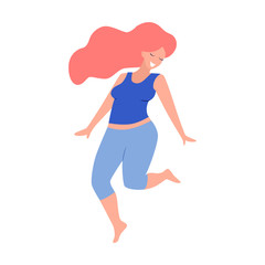 Beautiful  plus size women vector flat illustration.