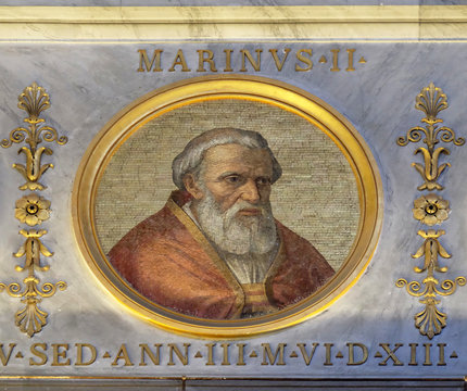 Pope Marinus II, was Pope from 30 October 942 to his death in 946. in the basilica of Saint Paul Outside the Walls, Rome, Italy 