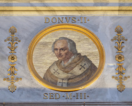 Pope Donus II, non-existent pope who was at one time shown in the official lists of popes in the basilica of Saint Paul Outside the Walls, Rome, Italy
