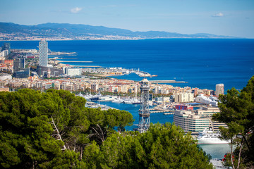 Fototapeta na wymiar Panoramic cityscape of Barcelona (Spain)