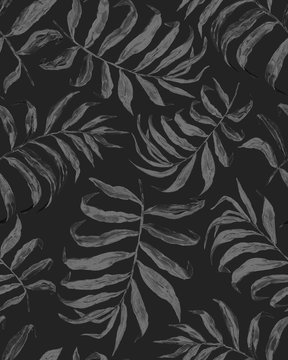 Tropical leaf pattern. Exotic seamless pattern with tropical leaves. Ethnic background with Hawaiian plants.