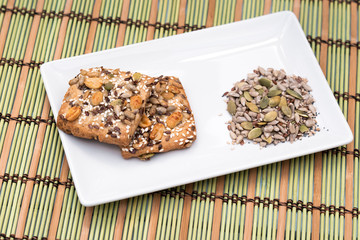 Cookies, seeds, pumpkin seeds and pipes