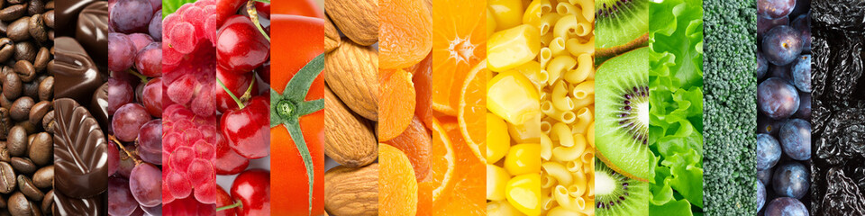 Food background. Collection of delicious food.