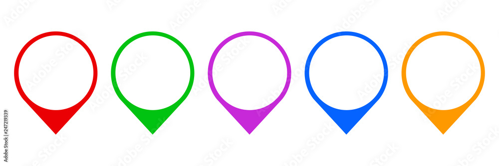 Poster Set pin map marker pointer icon, GPS location flat symbol – stock vector