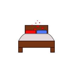 Bed, two bed, love, valentine’s day icon. Element of color Valentine's Day. Premium quality graphic design icon. Signs and symbols collection icon for websites, web design
