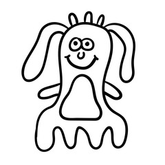 Cartoon doodle linear alien animal isolated on white background. Vector illustration. 