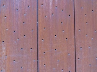 Rusty Plate Metal Panel with Bullet Holes as a Symbol of People Killed by Germany During World War 2 Occupation, September 2018, Palmiry, Poland