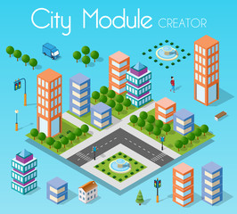 Obraz premium Isometric set module city