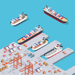 Naklejka premium Isometric City industrial dock