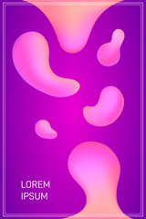 Futuristic bright neon purple background abstract wavy shapes bubbles gradient. Banner, poster, wallpaper