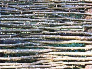 Twig Wooden Willow Fence Wall Detail in Rural Village