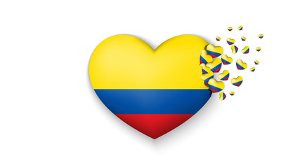 National flag of Ecuador in heart illustration. With love to Ecuador country. The national flag of Ecuador fly out small hearts on white background