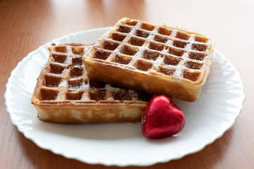 Plate of belgian waffles